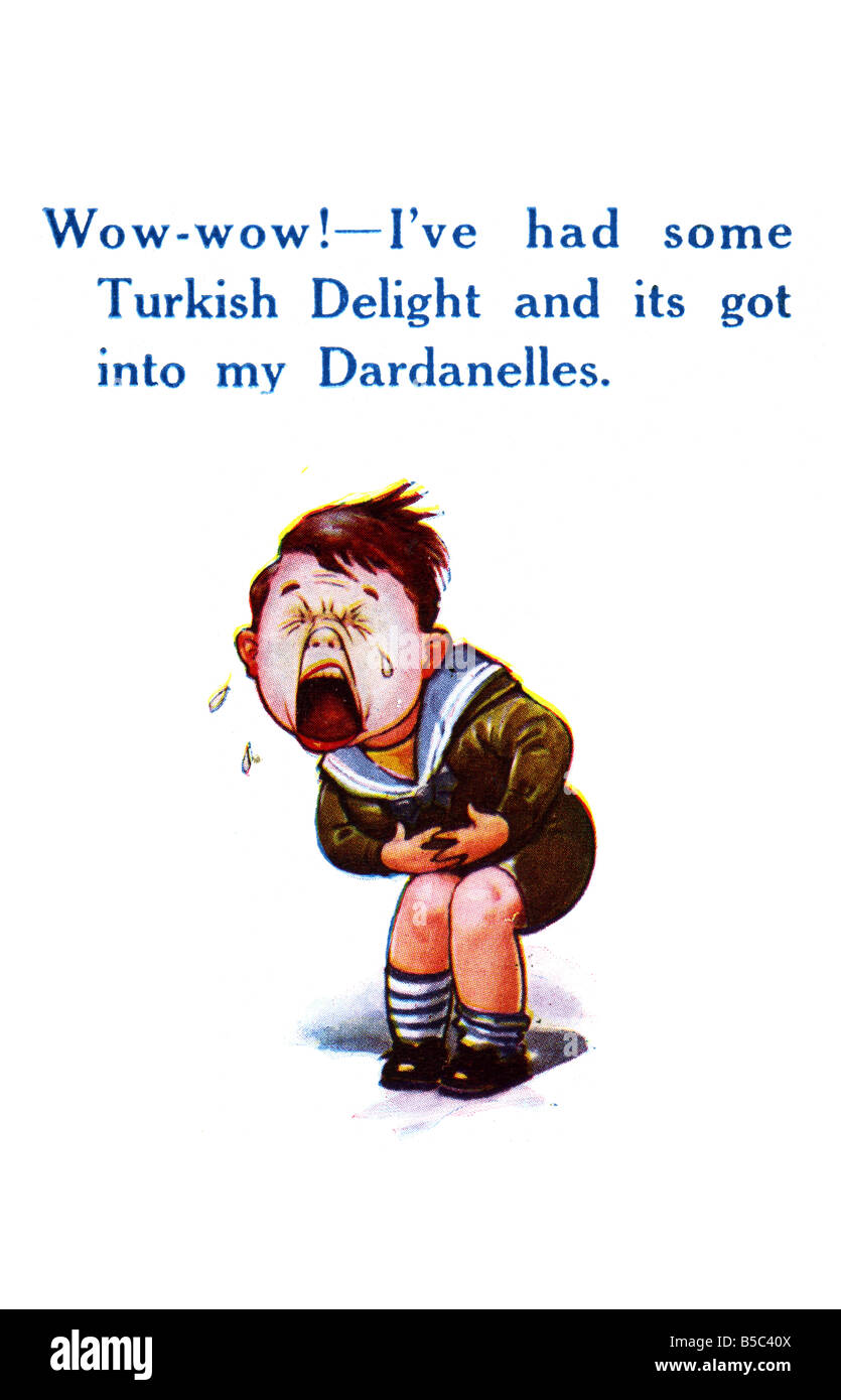 Primera Guerra Mundial Comic Art postal refiriéndose a los Dardanelos campaña sólo para uso editorial Foto de stock
