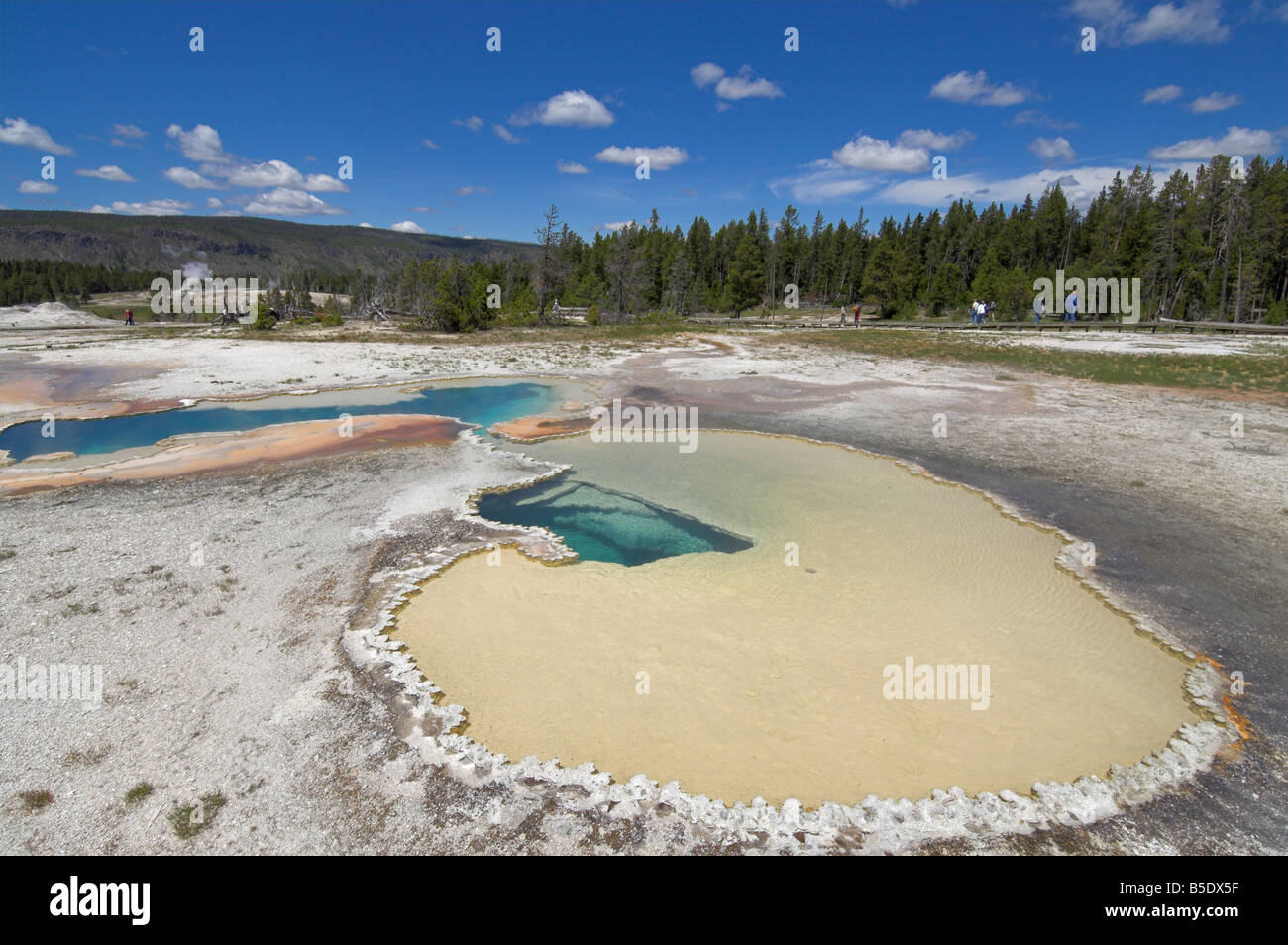 Doublet, la Cuenca del Géiser Superior, Piscina, Parque Nacional de Yellowstone, Sitio del Patrimonio Mundial de la UNESCO, Wyoming, Estados Unidos, América del Norte Foto de stock