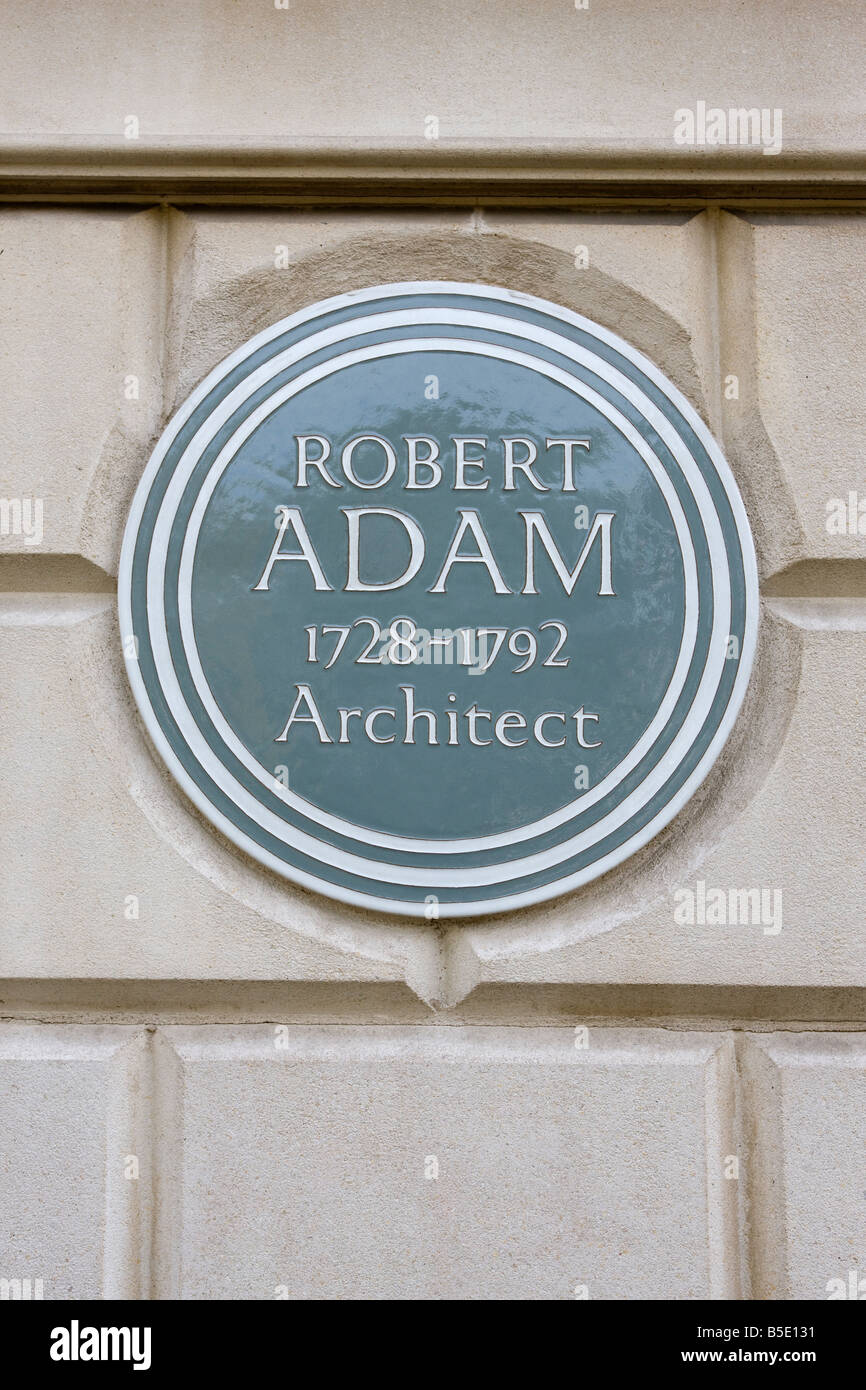 El arquitecto Robert Adam Plaque Fitzroy Square London Foto de stock