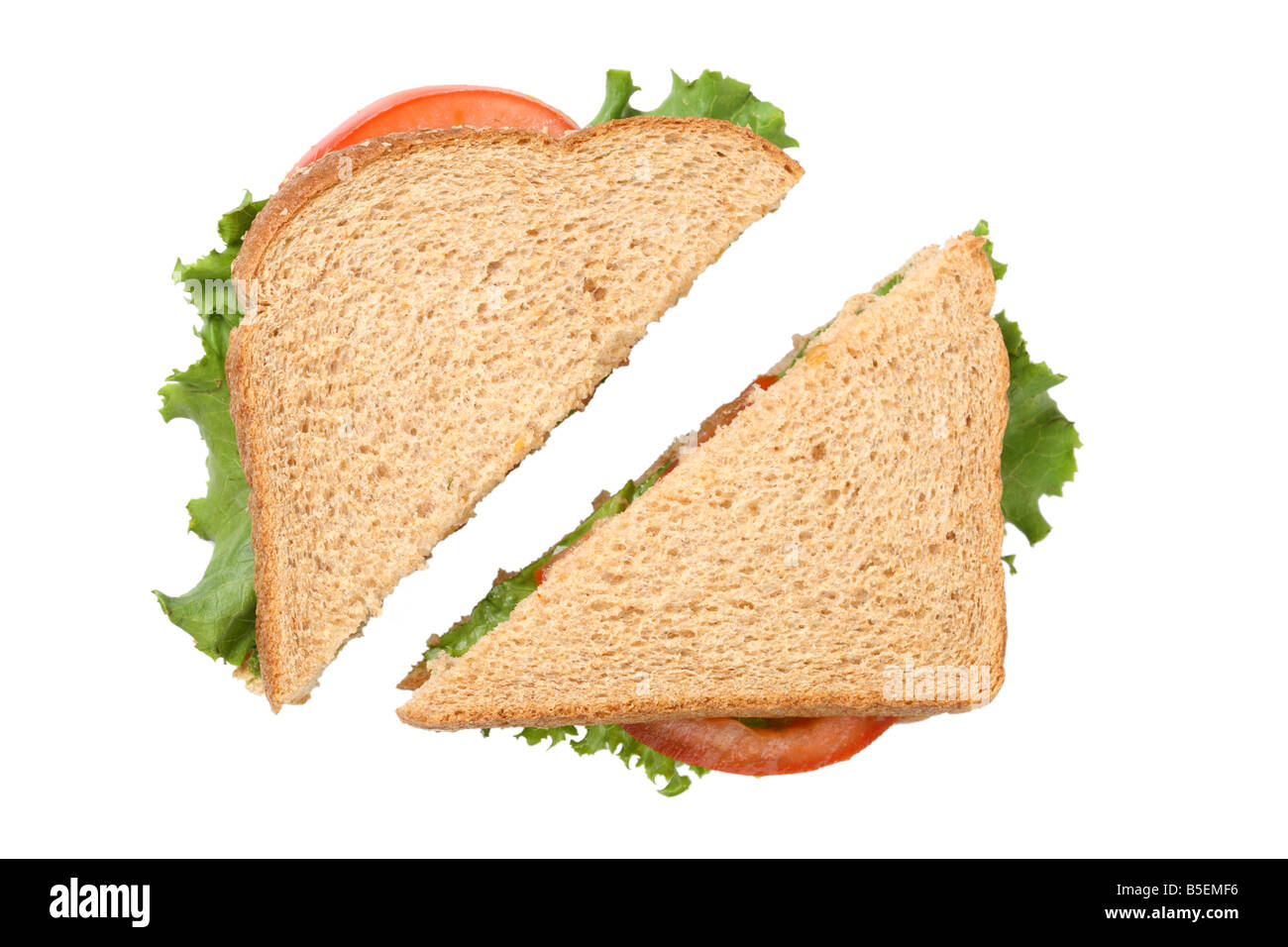 Reducir a la mitad el recorte Sandwich sobre fondo blanco. Foto de stock
