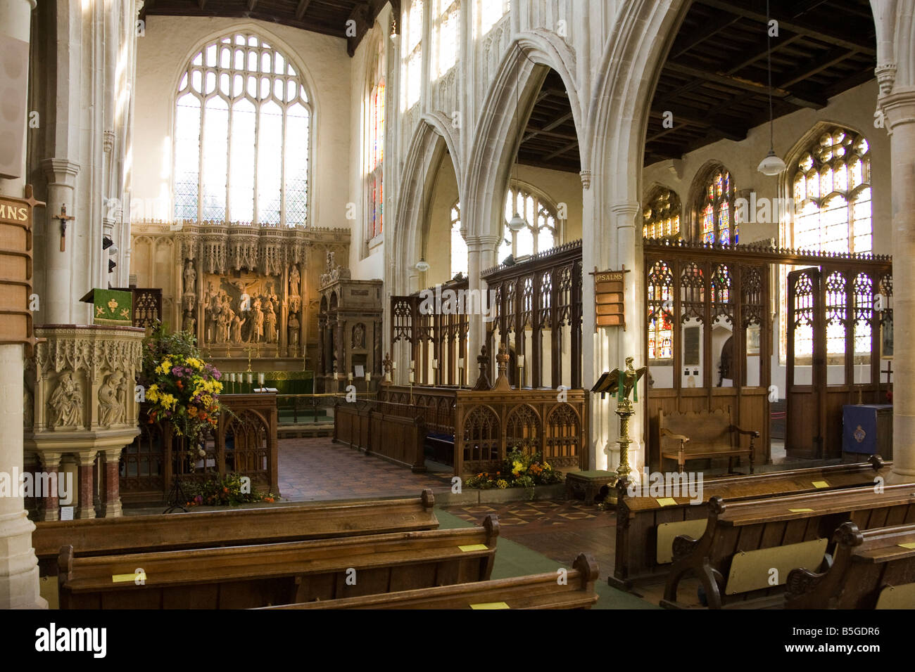 Dentro de la Iglesia de la Santísima Trinidad en Long Melford, Suffolk, Reino Unido Foto de stock