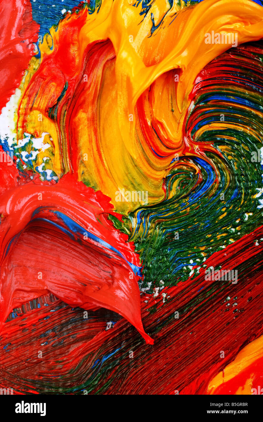 Artistas de pintura al óleo abstracto que muestra colores vivos y texturas  flow Fotografía de stock - Alamy