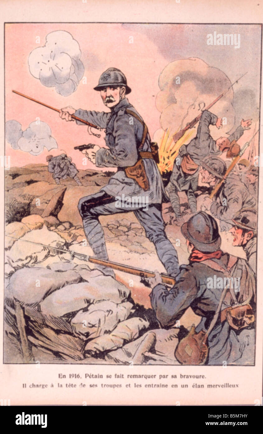 1FK 1101 E1916 E Mariscal Petain 1916 Impresión a color francés Philippe Petain mariscal y político 1856 1951 En 1916 Petain se fait Foto de stock