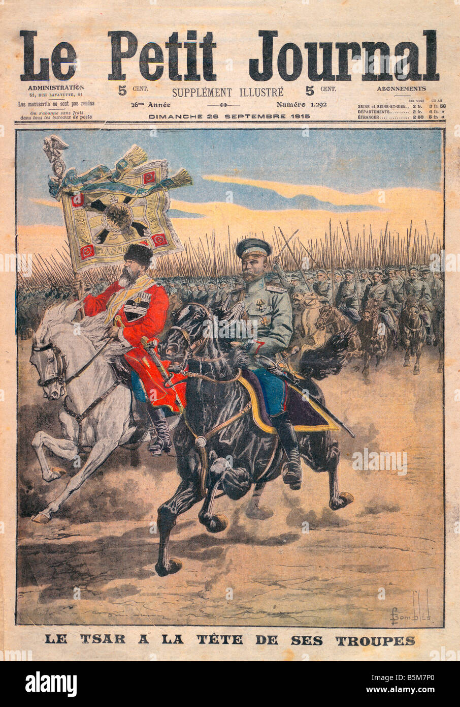 1RD 74 E1915 E Nicholas II en el Petit Journal de plomo Alexandrovich Nicholas II emperador de Rusia 1894 1917 1868 1918 Le Tsar a l Foto de stock