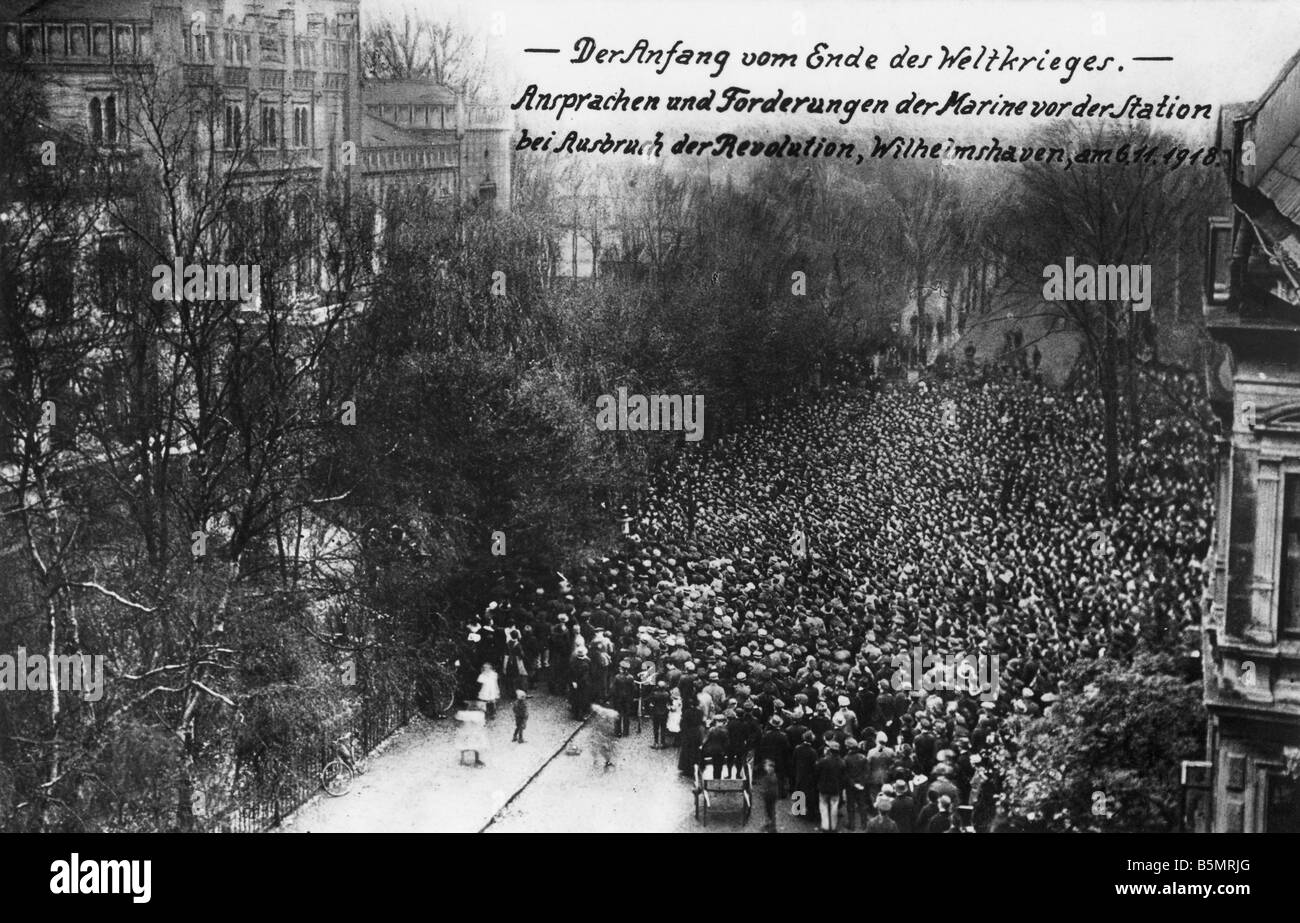 9 1918 11 6 A1 1 Nov 1918 Rev Wilhelmshaven Wilhelmshaven Demonstrat Revolución de noviembre de 1918 tras el motín de los marineros de la Foto de stock