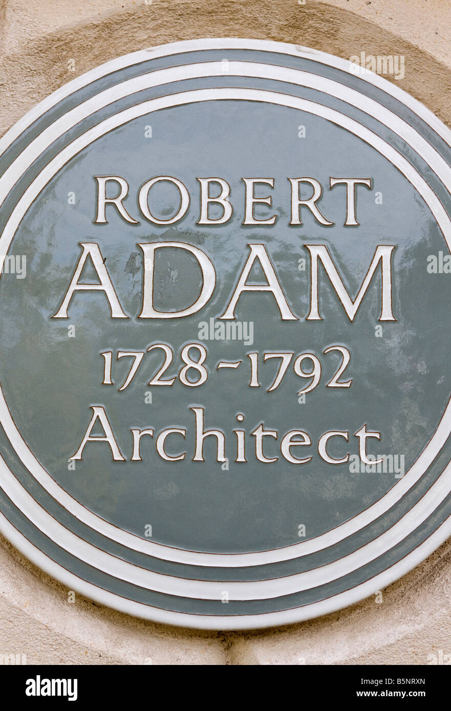 Robert Adam Plaque Fitzroy Square, Londres, Gran Bretaña. Foto de stock