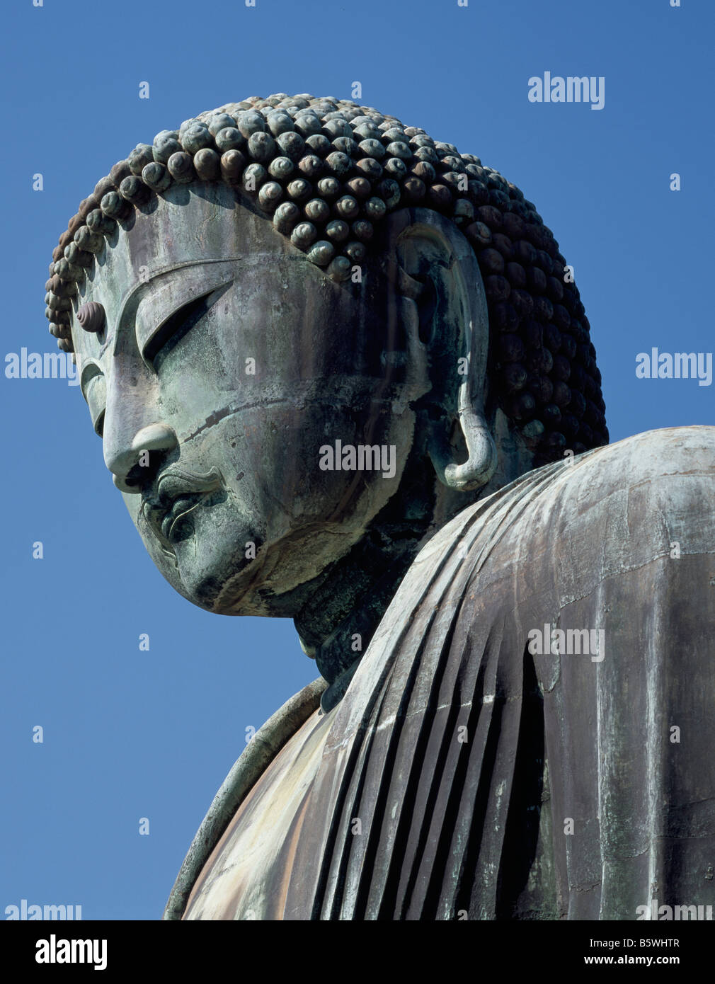 Gran Buda Daibutsu de Kamakura cabeza Japón Foto de stock