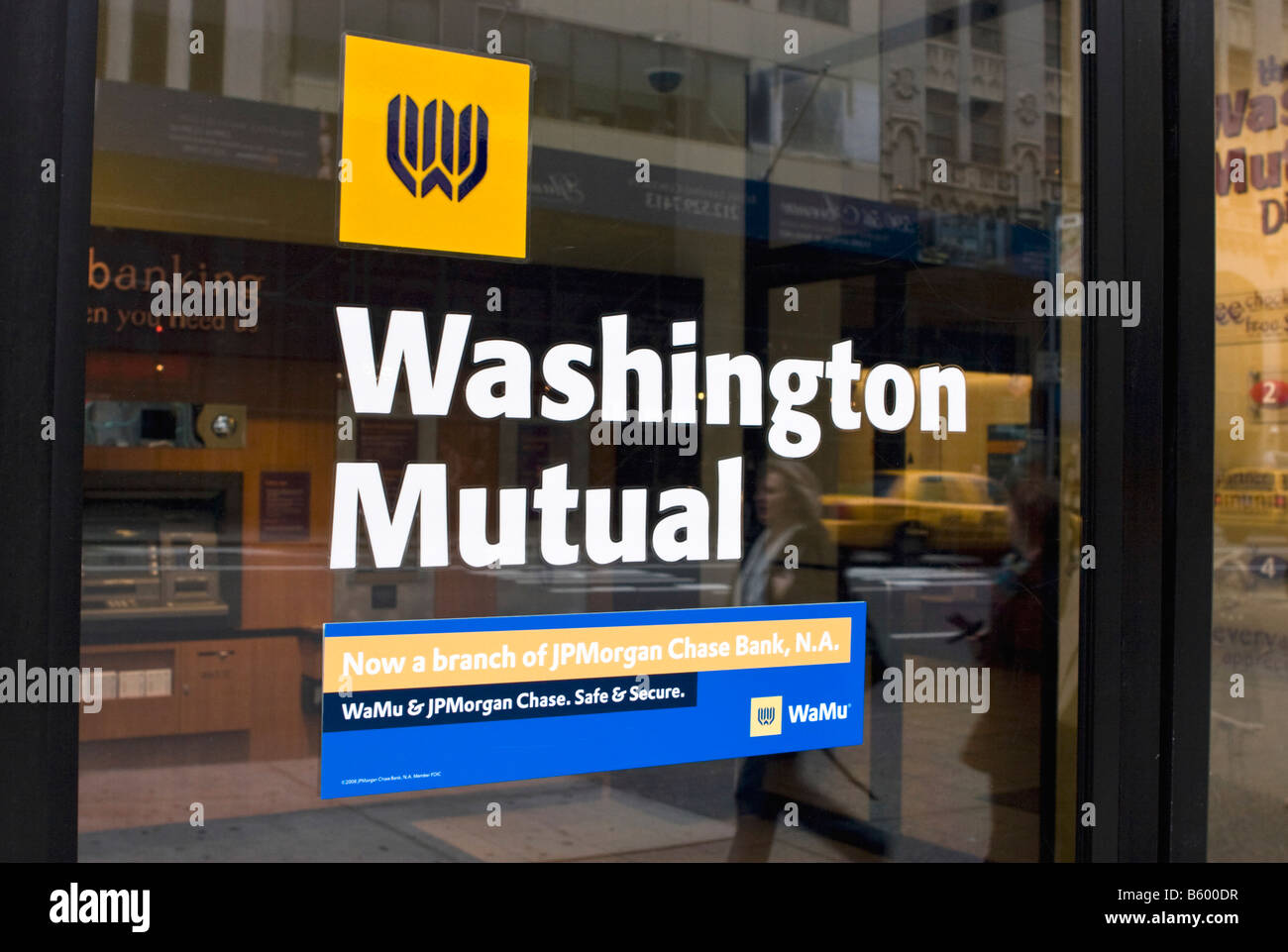 Una sucursal de Washington Mutual es visto en Nueva York, Nueva York. Foto de stock