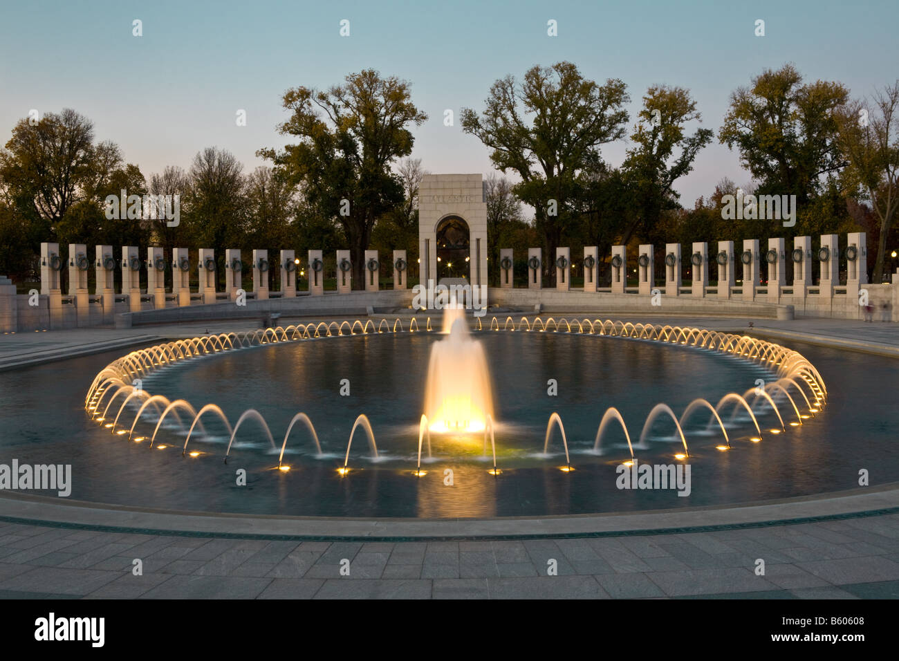 La Segunda Guerra Mundial Memorial en Washington D.C. Foto de stock