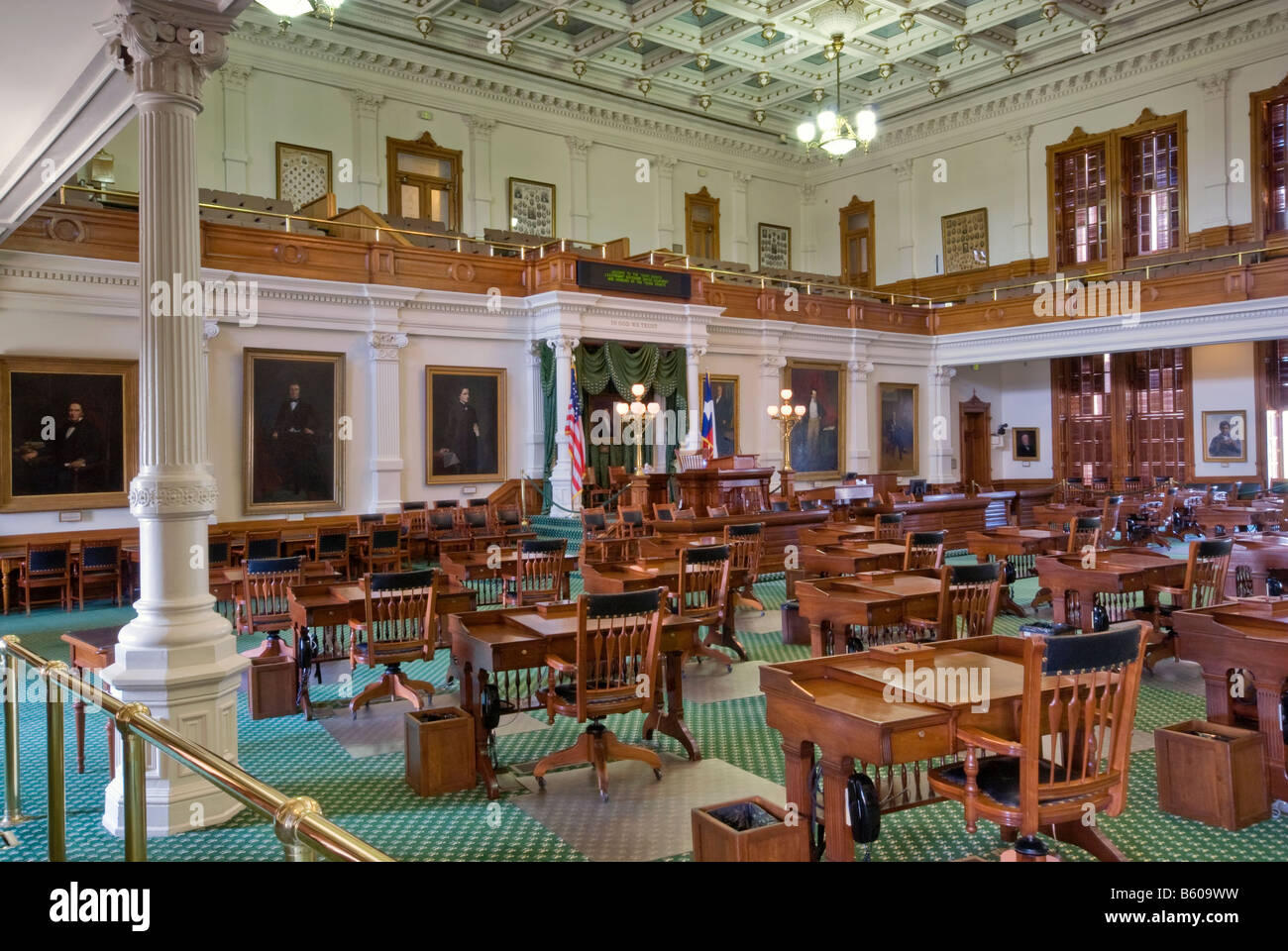 Senado, en el Capitolio Estatal en Austin, Texas, EE.UU. Foto de stock