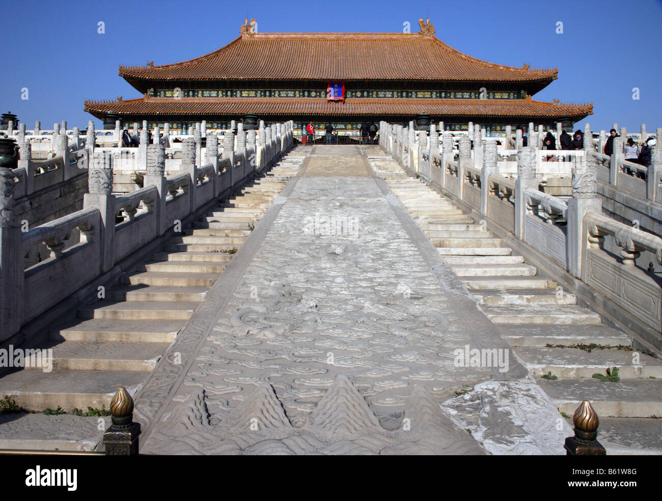 Escalera Hall Taihe de la Ciudad Prohibida en Beijing China Foto de stock