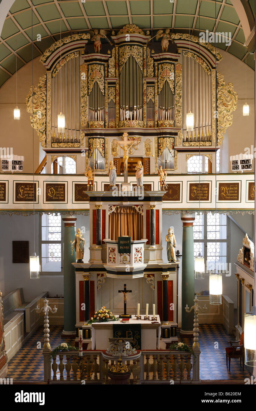 Interior de la Iglesia reformada en Dermbach, Rhoen, Turingia, Alemania, Europa Foto de stock