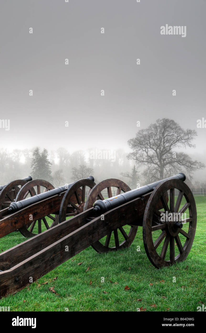 Cañones en la Batalla del Boyne battlefield sitio en Oldbridge, cerca de Drogheda, Condado de Meath historia reliquia histórica Foto de stock
