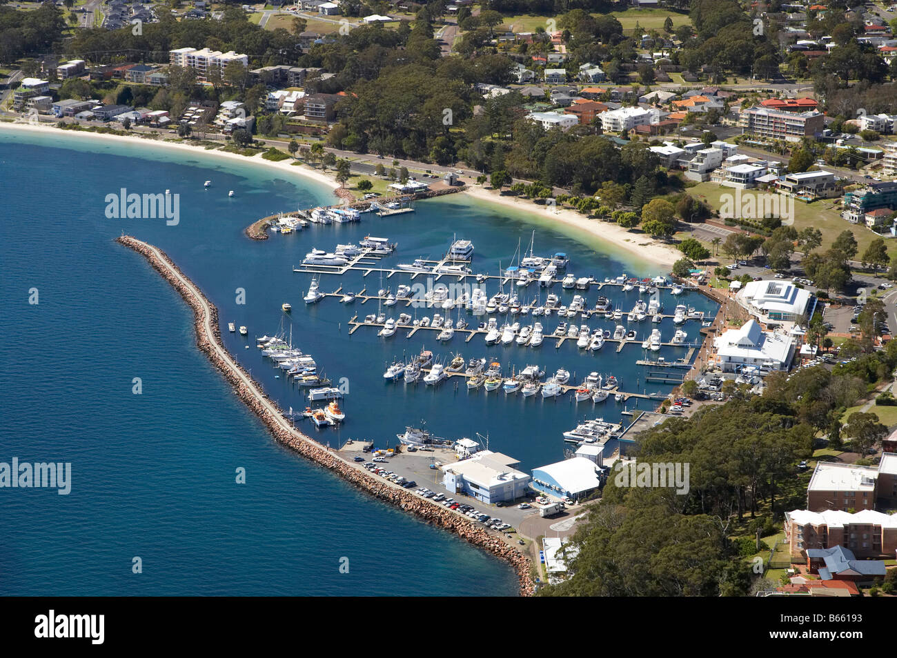 Nelson Bay Marina Port Stephens New South Wales Australia antena Foto de stock