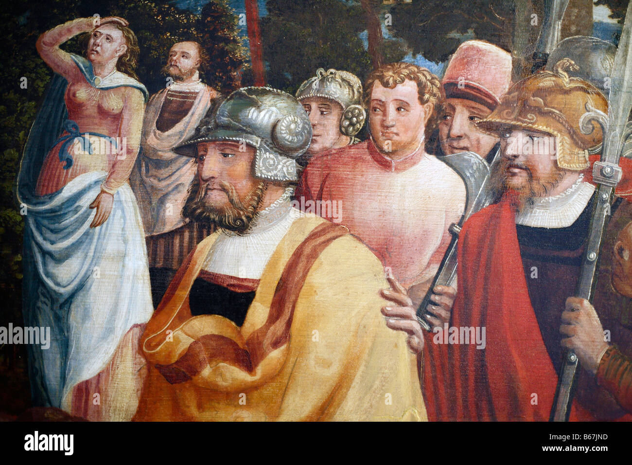 Detalle de la imagen del 16 siglo, Museo Rheinisches Landesmuseum, Trier, Renania Palatinado, Alemania Foto de stock