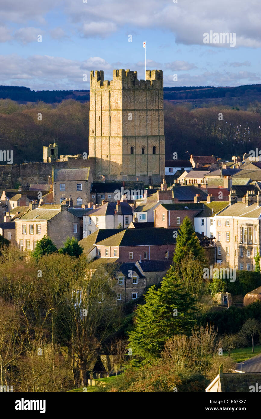 Castillo y la ciudad de Richmond North Yorkshire, Inglaterra, Reino Unido. Foto de stock