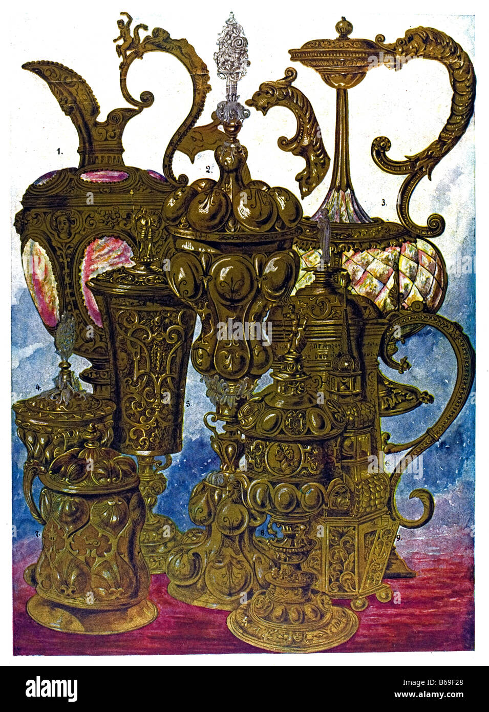 El alemán ornamento, obras de metales preciosos Foto de stock