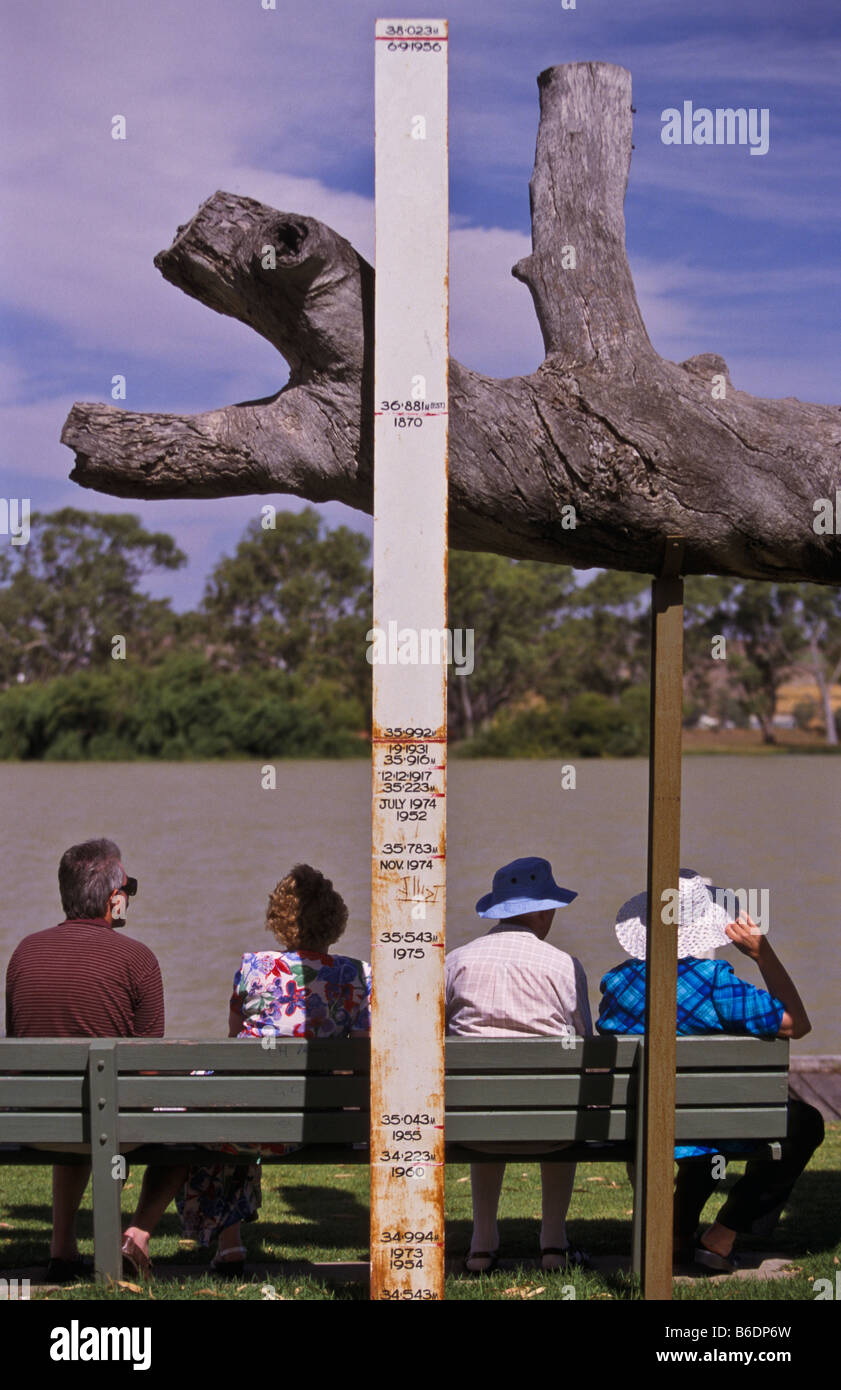 Indicador de nivel de inundación del río Murray, Australia Foto de stock