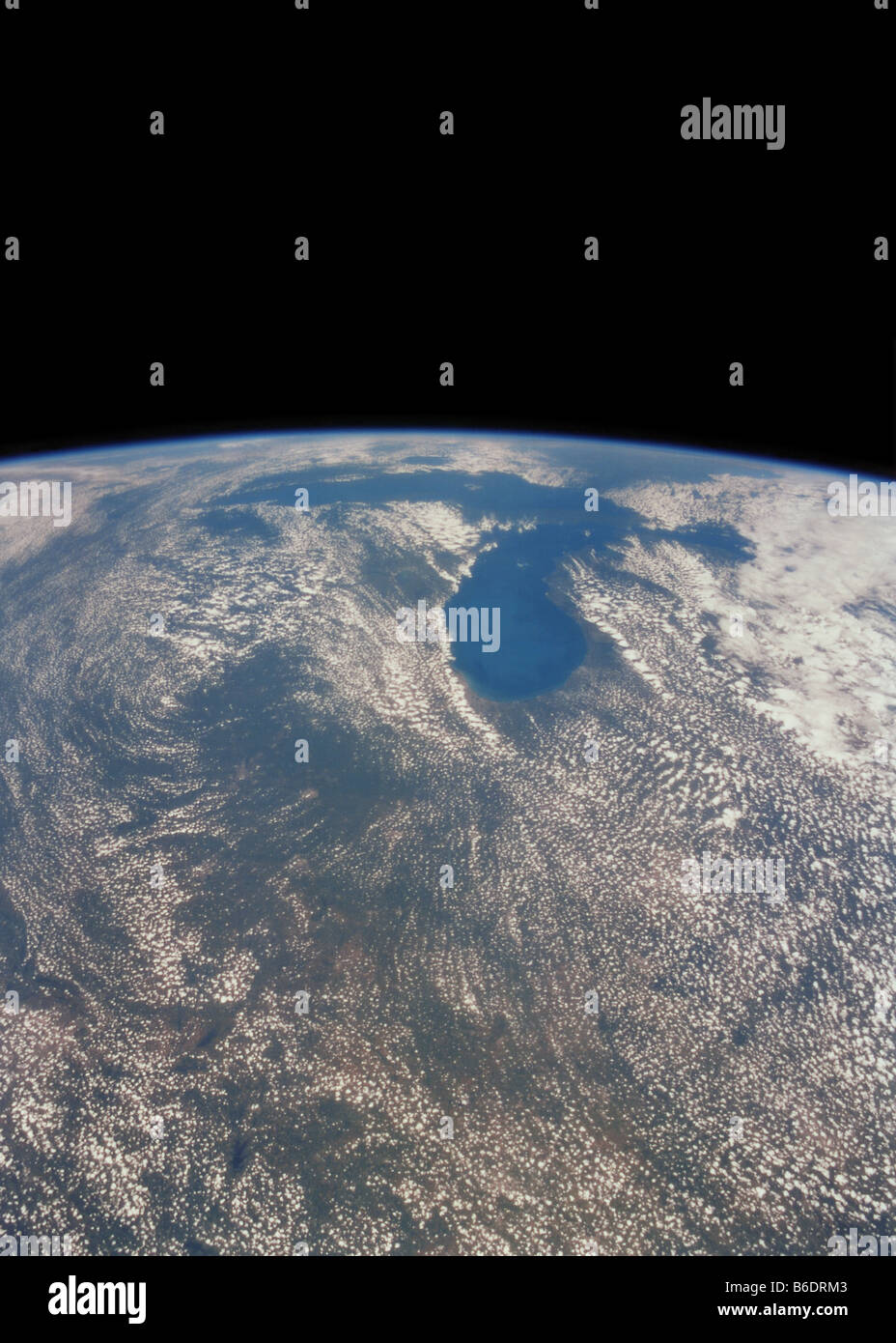 Los grandes lagos en la frontera de EE.UU./Canadá, visto desde el espacio. Los Grandes Lagos cubren una superficie de casi 250.000 kilómetros cuadrados. Foto de stock