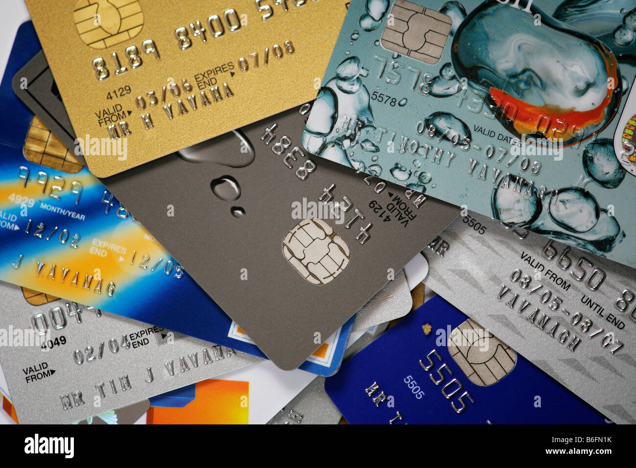 Una selección de tarjetas de crédito Foto de stock