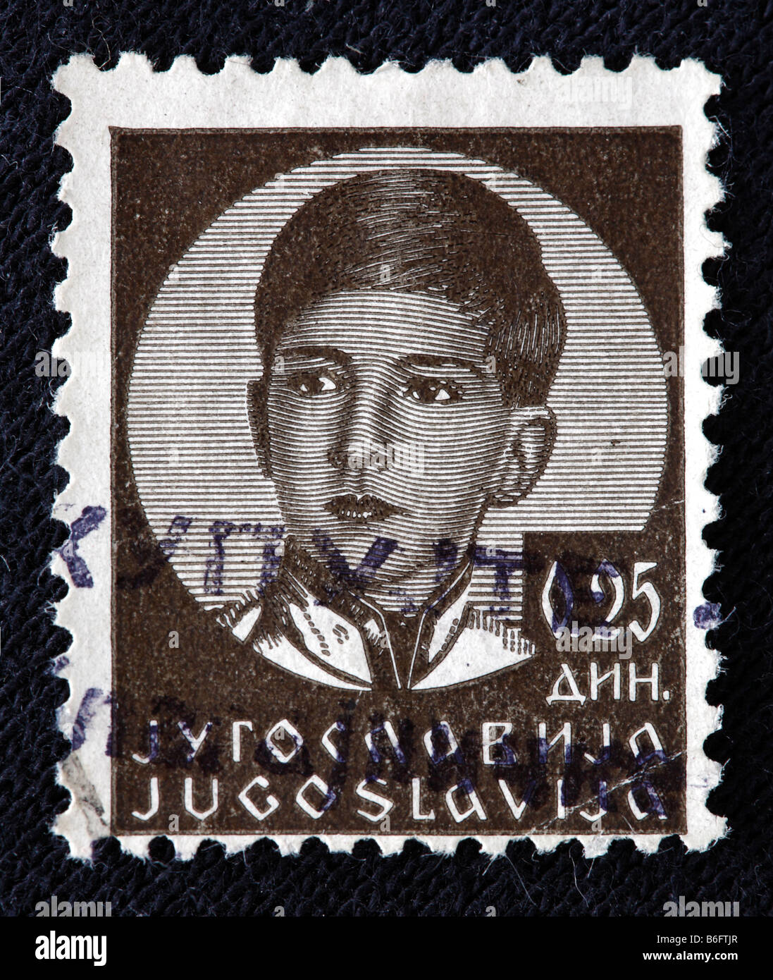 Pedro II, Rey de Yugoslavia (1934-1945), sello, Serbia Foto de stock