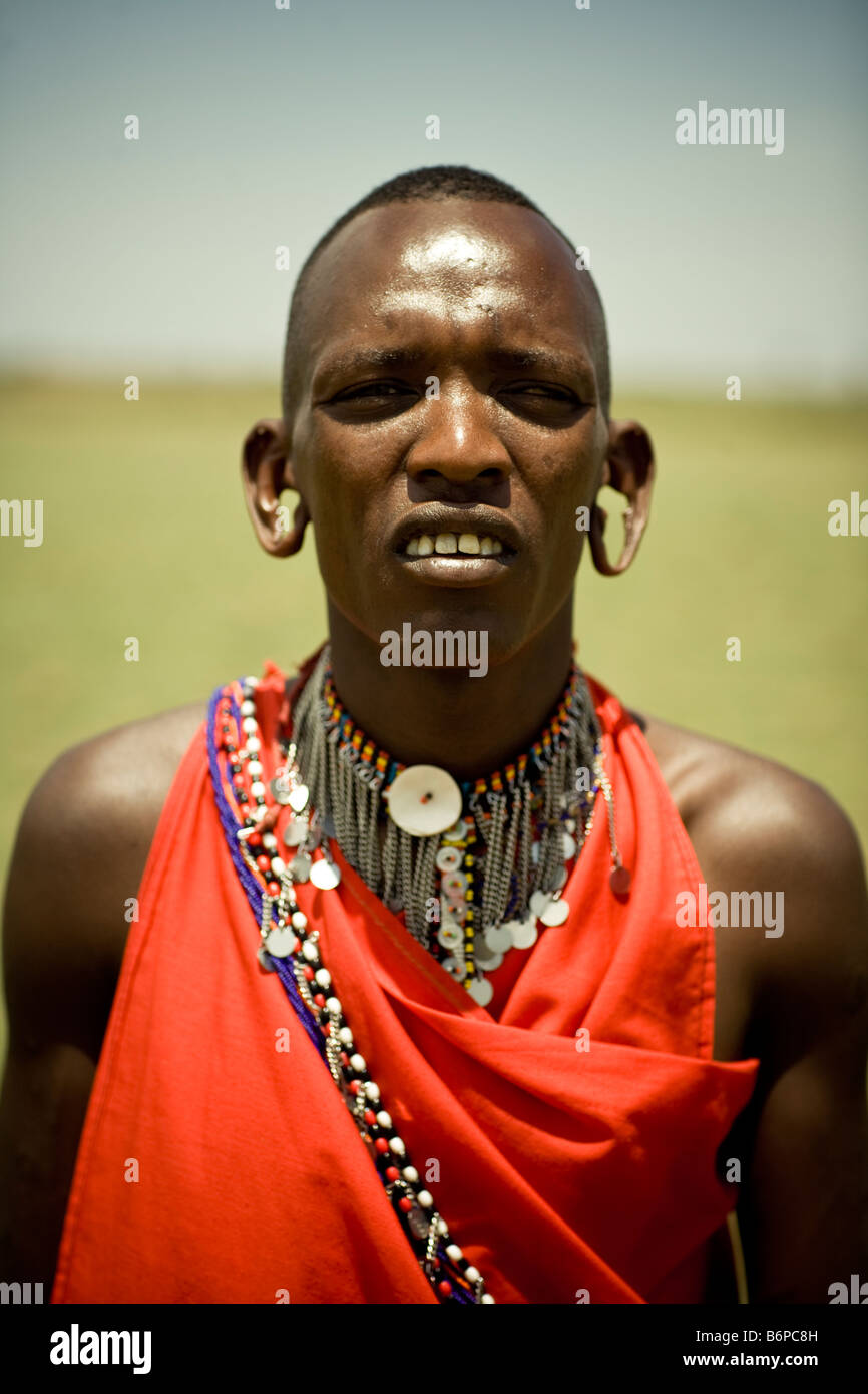 Retrato hombre masai-mara Foto de stock