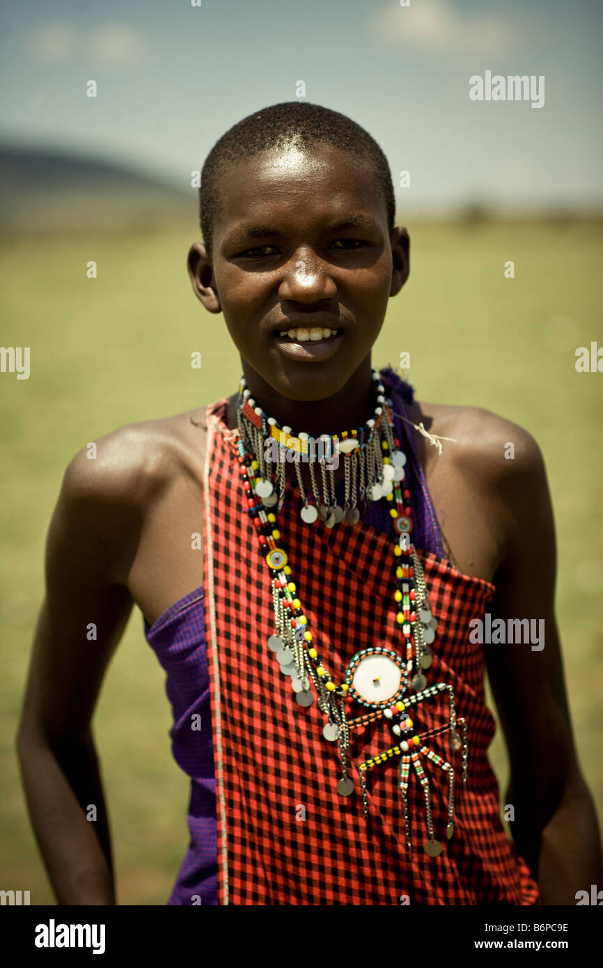 Retrato hombre masai-mara Foto de stock