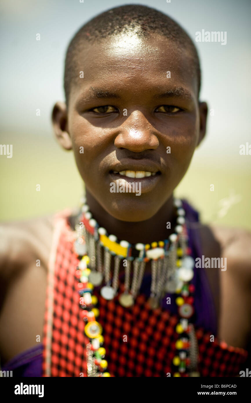 Retrato hombre masai-mara Foto de stock