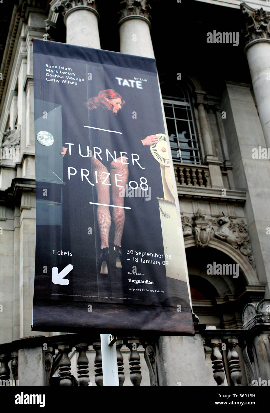 Cartel para el Premio Turner 2008 fuera de Tate Britain, Londres Foto de stock