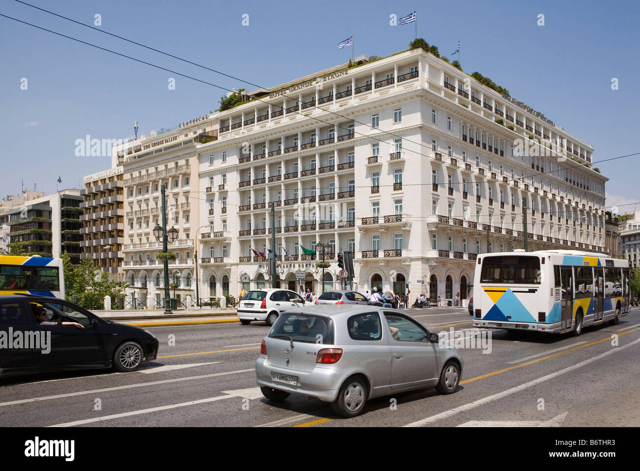 Grecia, Atenas, Hotel Grande Bretagne, Mediterráneo, Balcanes Foto de stock