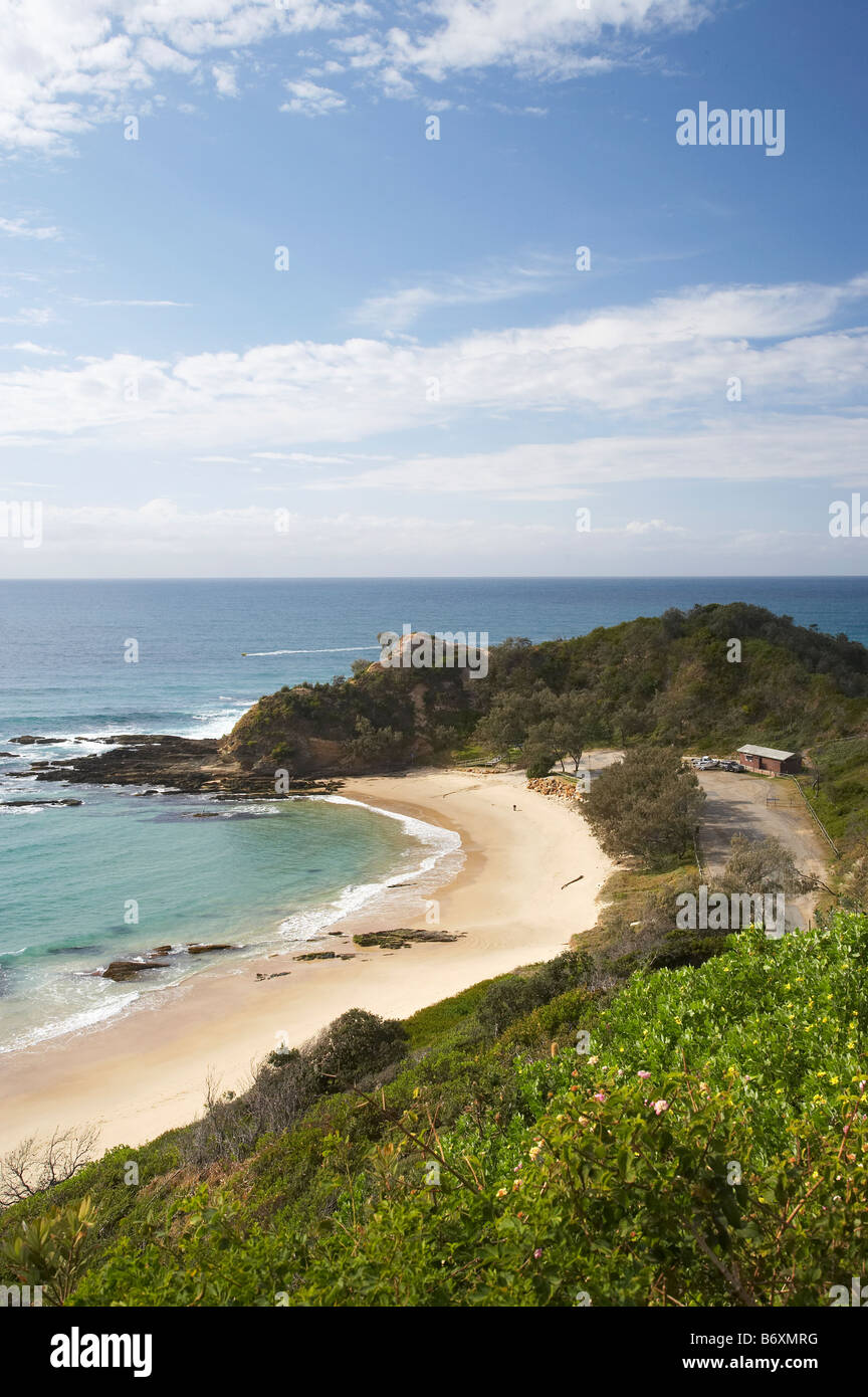 Shelly Beach Nambucca jefes desde el mirador Captain Cook, Nueva Gales del Sur, Australia Foto de stock