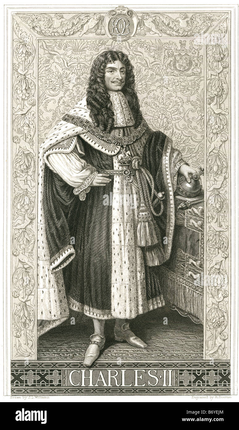 Carlos II (29 de mayo de 1630 OS - 6 de febrero de 1685) fue el rey de Inglaterra, Escocia e Irlanda. Foto de stock