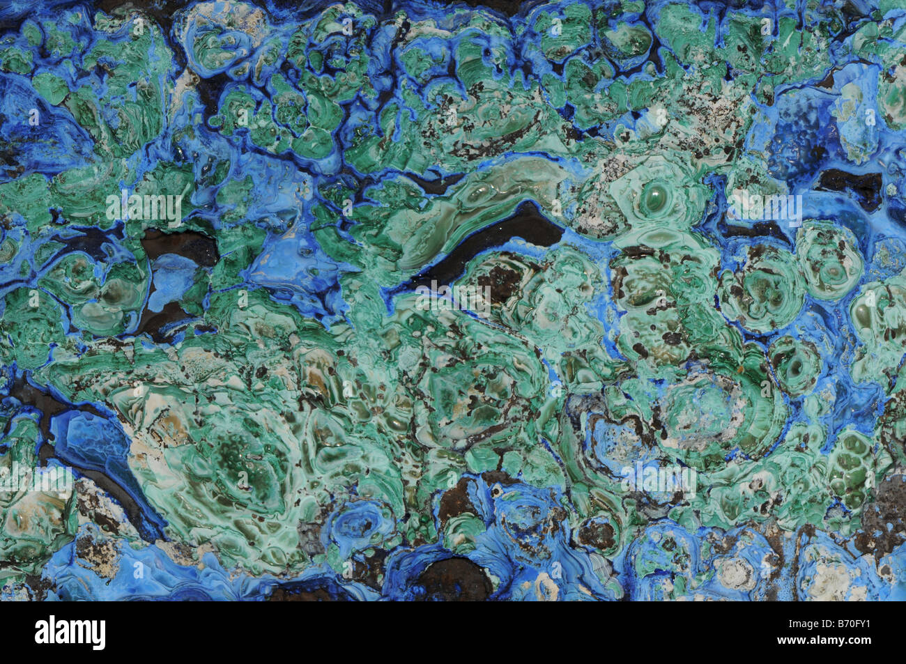 La Azurita y la malaquita verde azul de Bisbee Arizona son minerales que contienen cobre Foto de stock