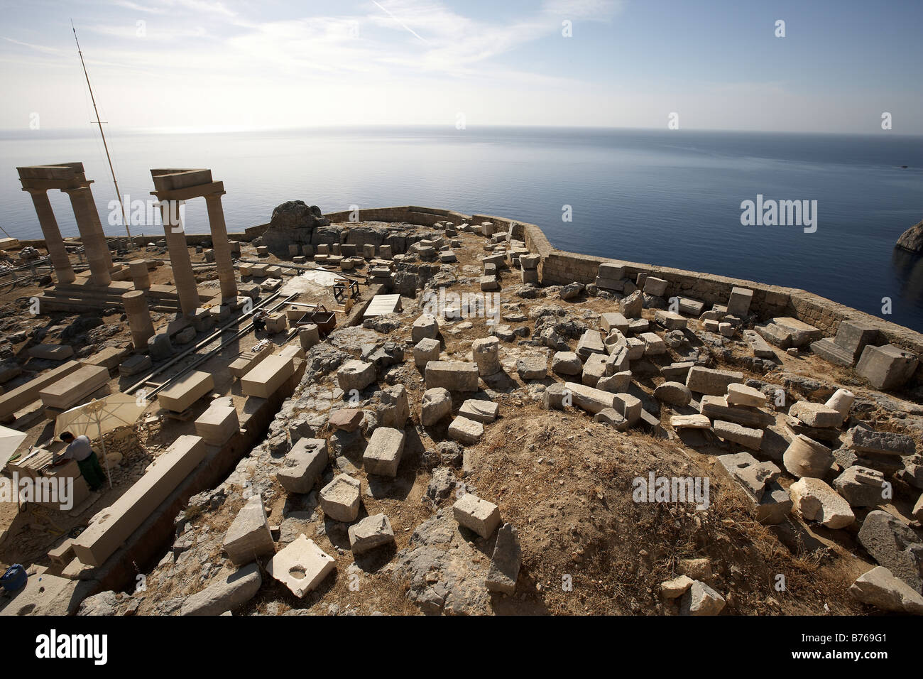 Acrópolis de Lindos isla de Rodas, Grecia Foto de stock