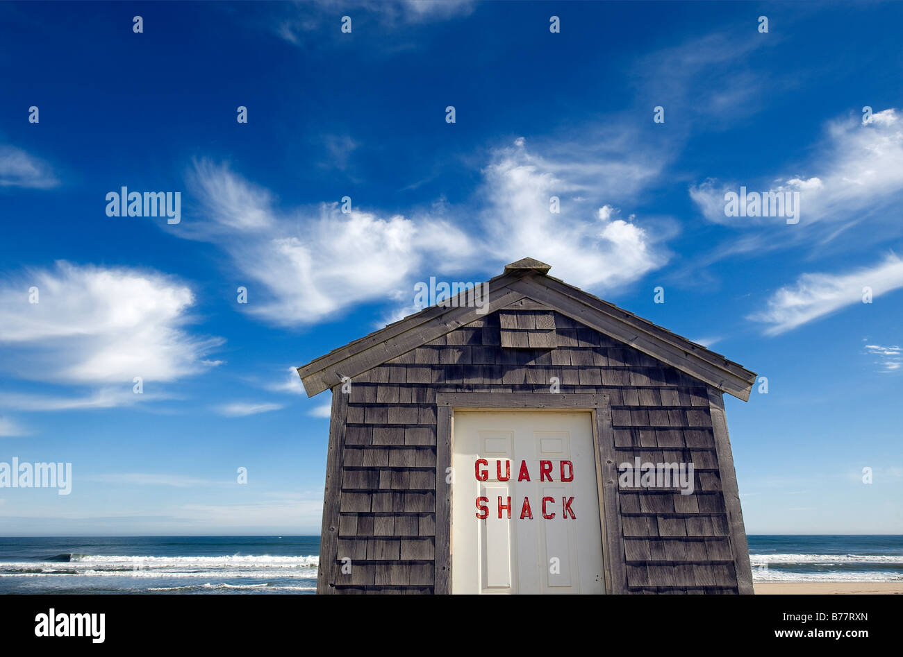 Socorrista shack Jefe de la playa pradera Truro, Cape Cod MA Foto de stock