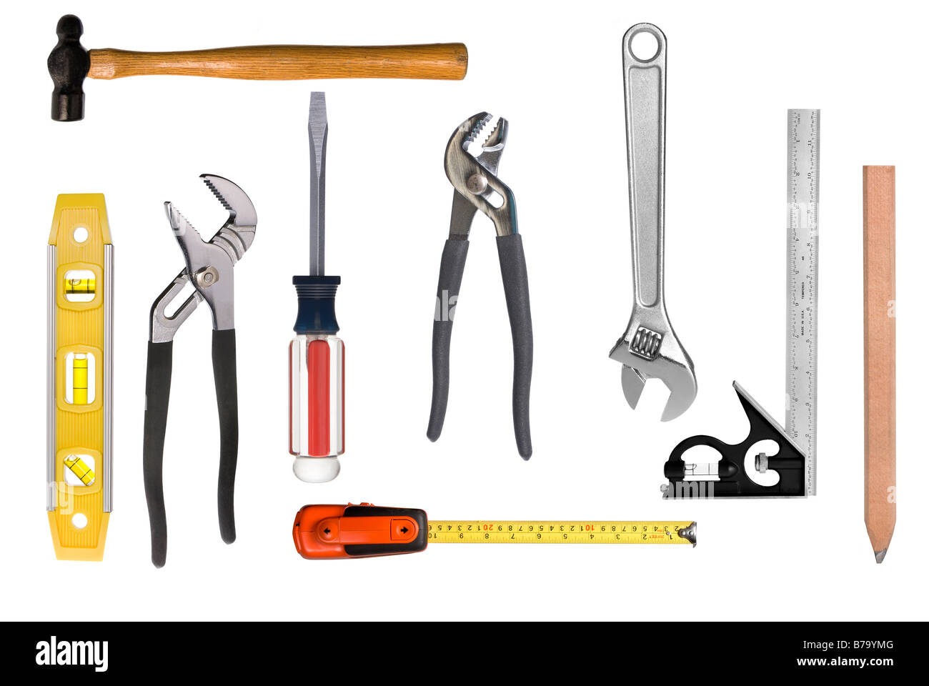 Un surtido de resolución completa de las herramientas de la carpintería  aislado en blanco fácil para seleccionar herramientas individuales para uso  singular Fotografía de stock - Alamy