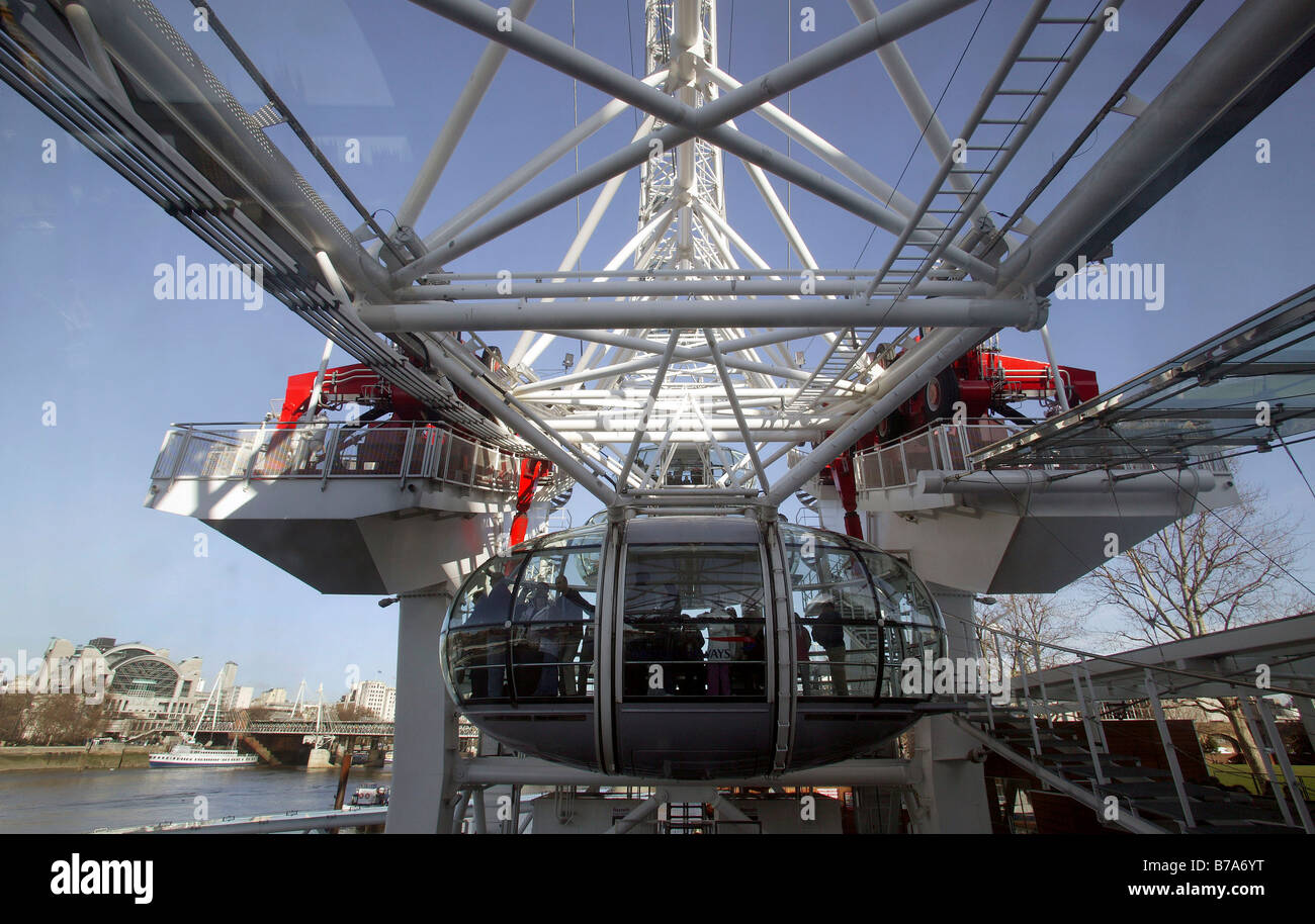 Millinium rueda, rueda de la fortuna más grande de todo el mundo, Londres, Inglaterra, Gran Bretaña, Europa Foto de stock