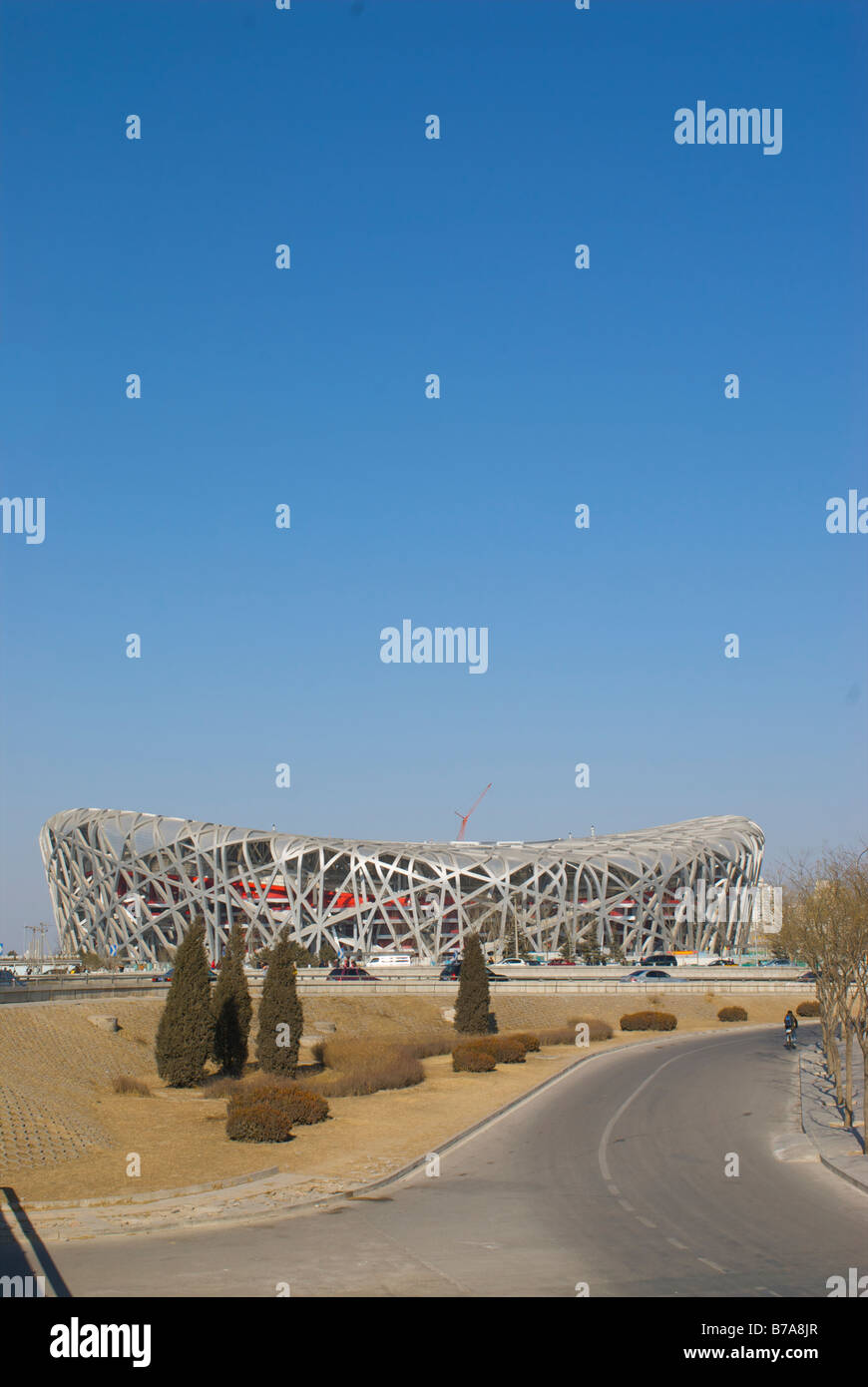 Estadio Nacional de Pekín en construcción para Juegos Olímpicos de Beijing 2008, Beijing, China Foto de stock