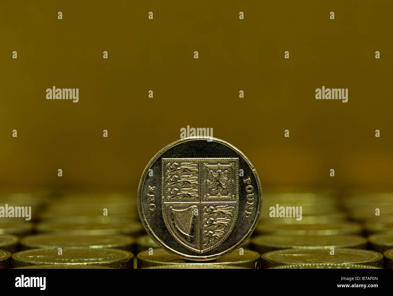 British Pound monedas, la moneda del Reino Unido, Europa Foto de stock
