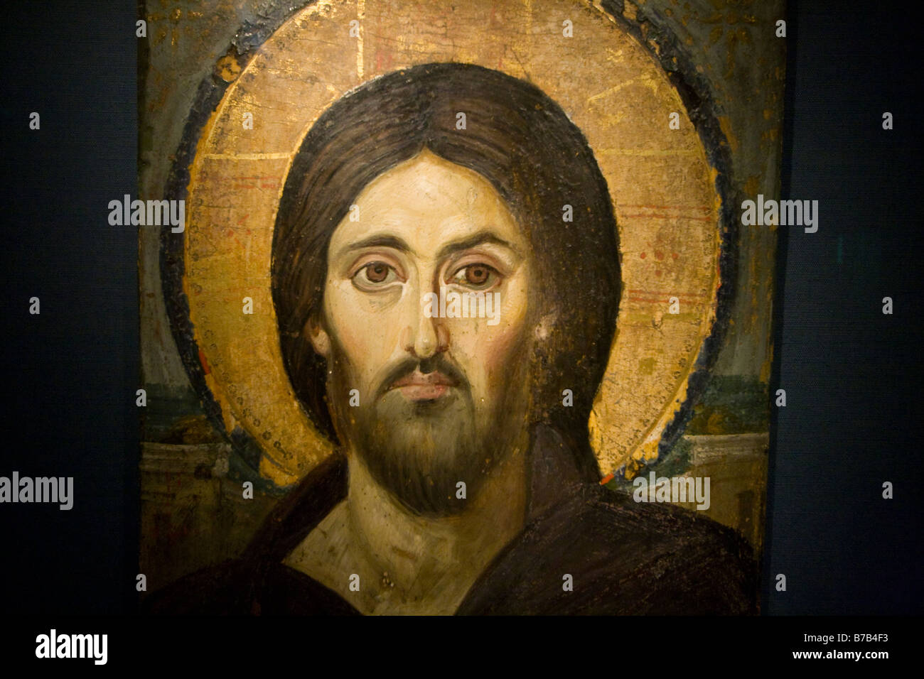 Pintura de Jesucristo en la Sagrada Sacristía Museo en St Katherine monasterio en la península del Sinaí en Egipto Foto de stock