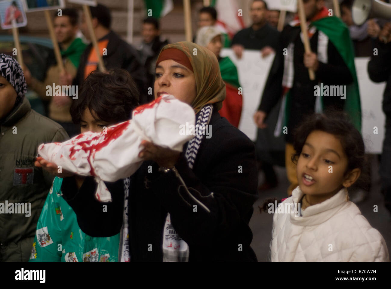 Manifestación contra Israel masacre del pueblo palestino en Gaza, en Roma, Italia, 17-01-2009 Foto de stock