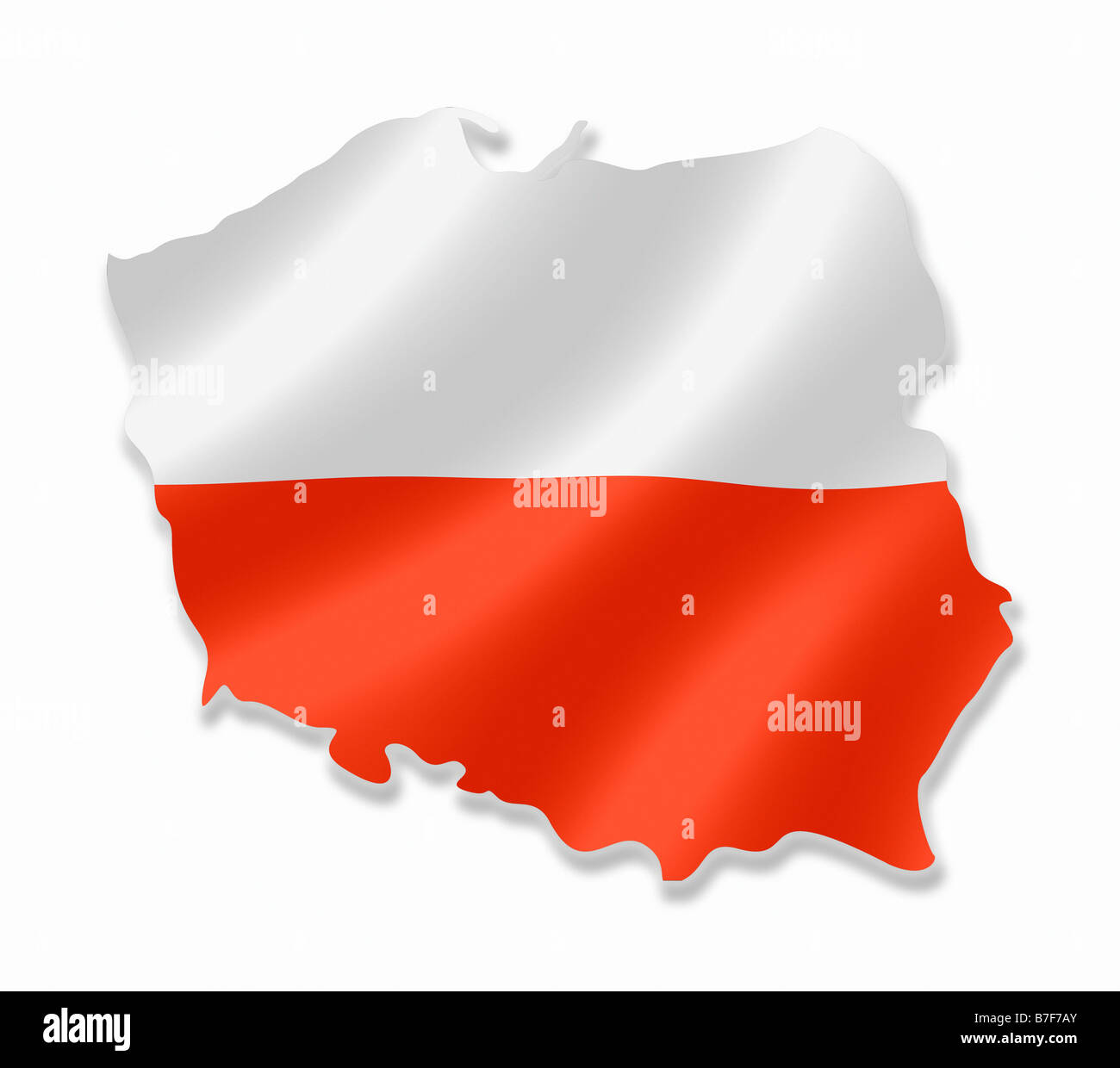 Polonia Polonia Mapa del país Contorno con bandera nacional dentro Foto de stock