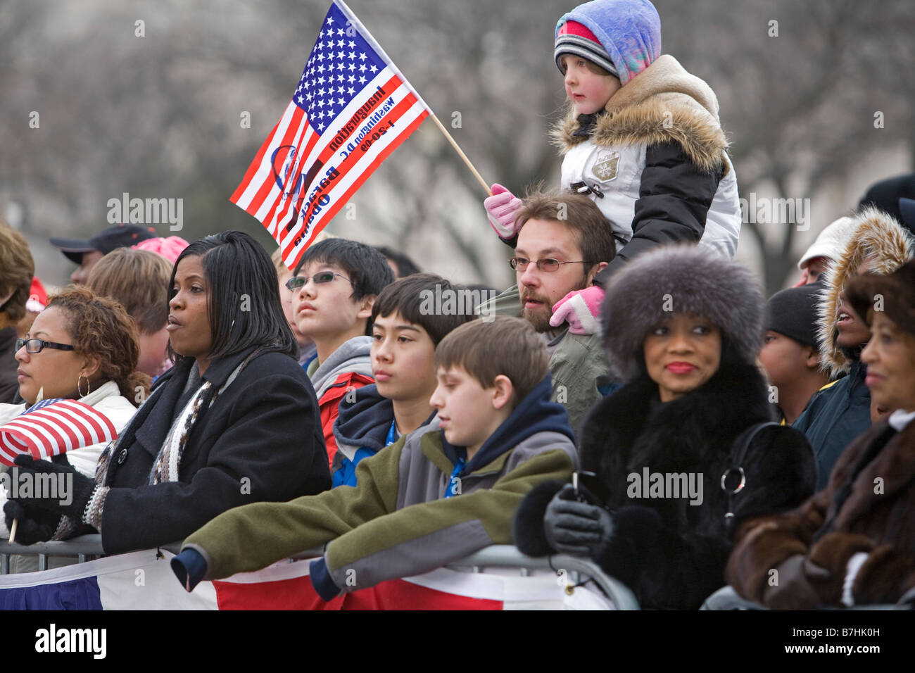Multitud en Washington para Obama inauguración Foto de stock