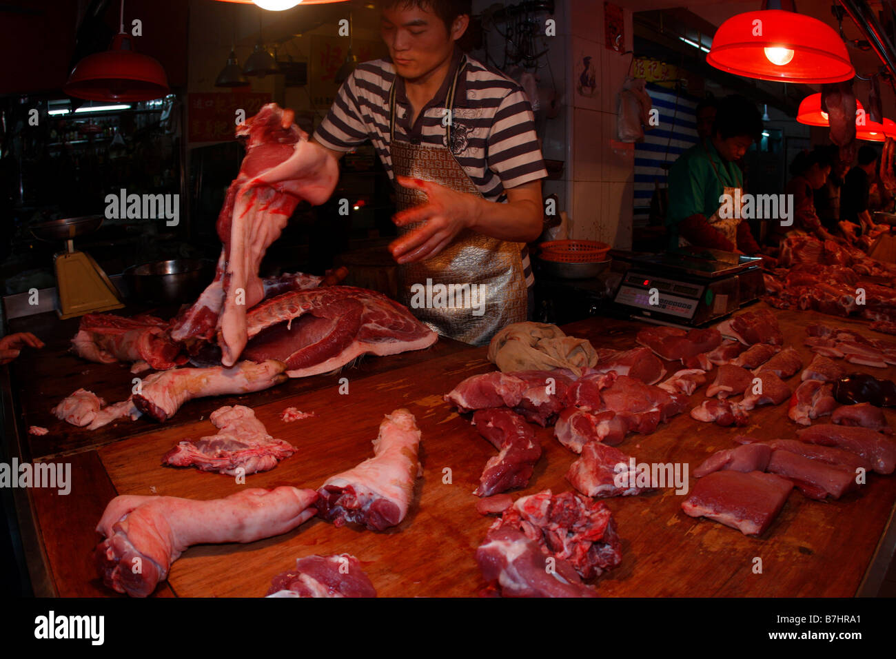 La gripe aviar China comida China la carne Carne de cerdo Foto de stock