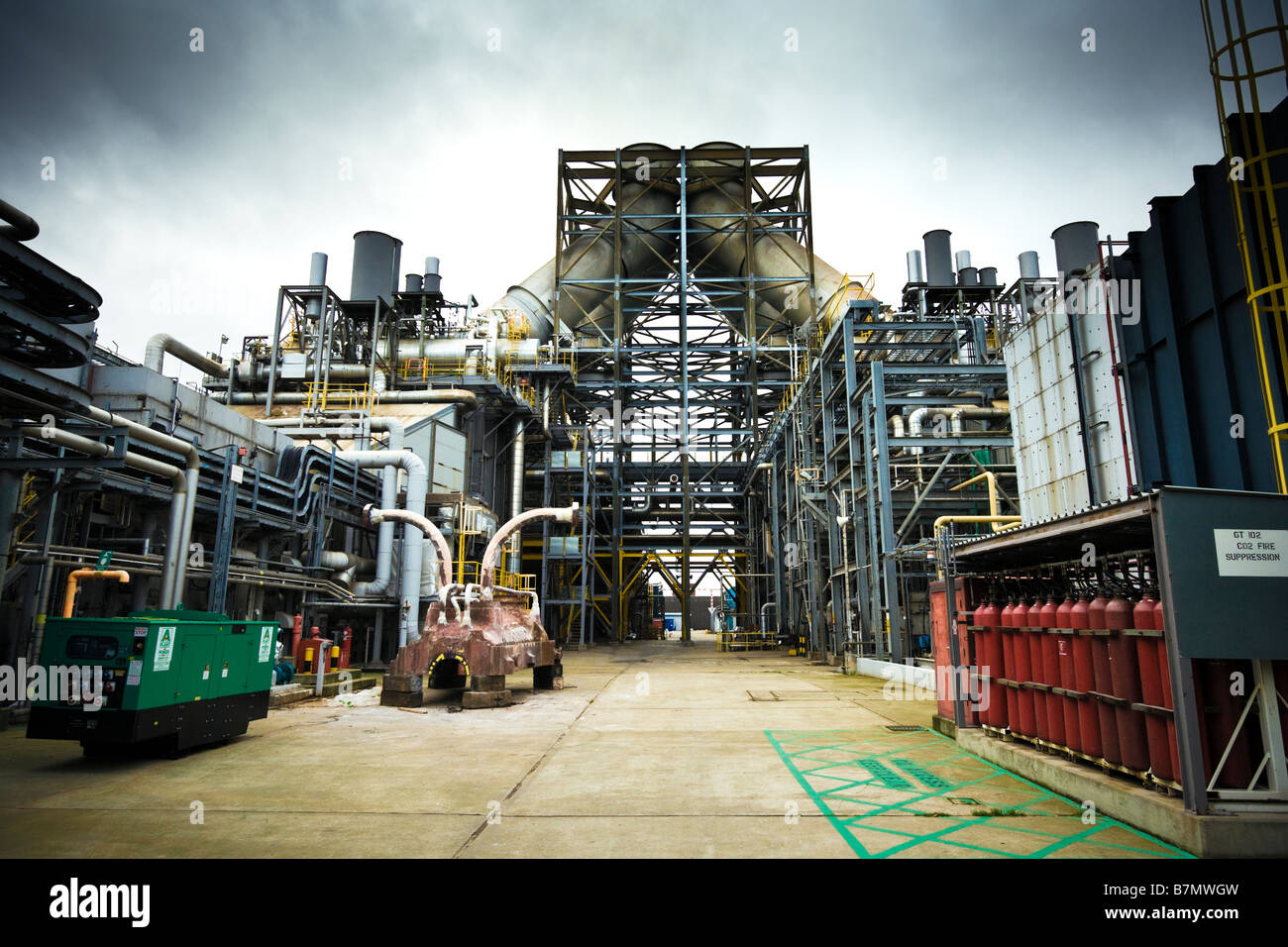 Power Station - dentro de la GDF instalación industrial en la central eléctrica alimentada con gas en Teeside, al Noreste de Inglaterra, Reino Unido. Foto de stock