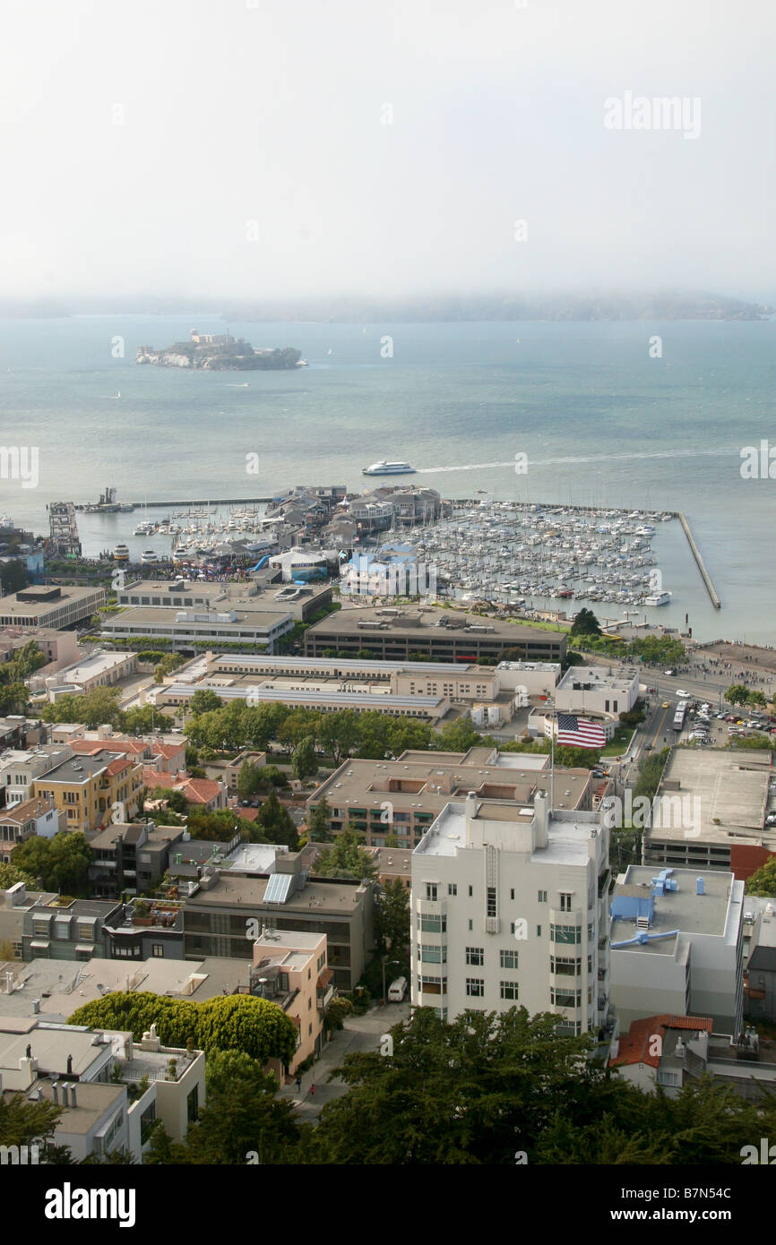 Vista desde la Torre Coit, San Francisco, California. Foto de stock