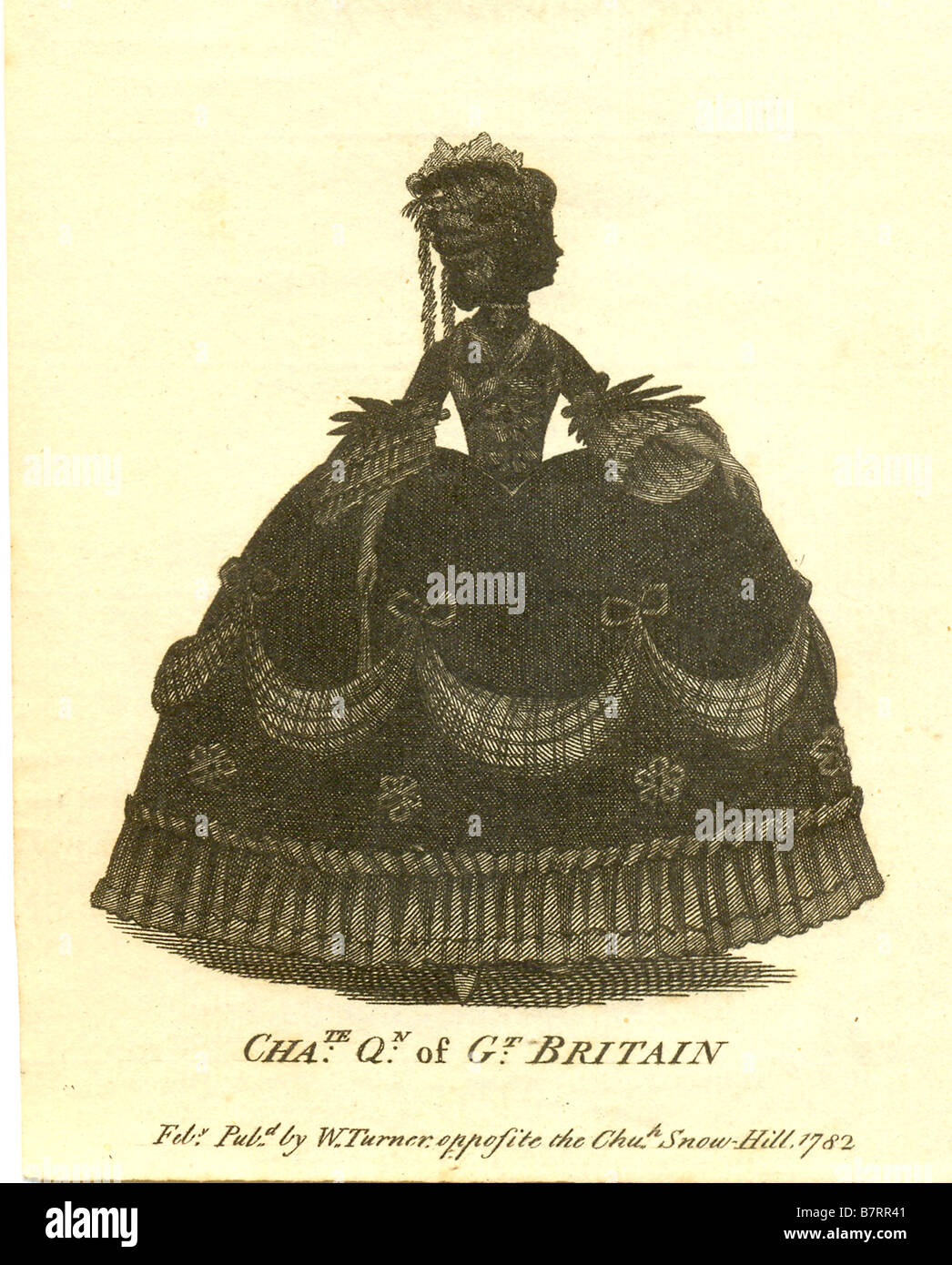 Silueta de Queen Charlotte publicado 1782 Foto de stock