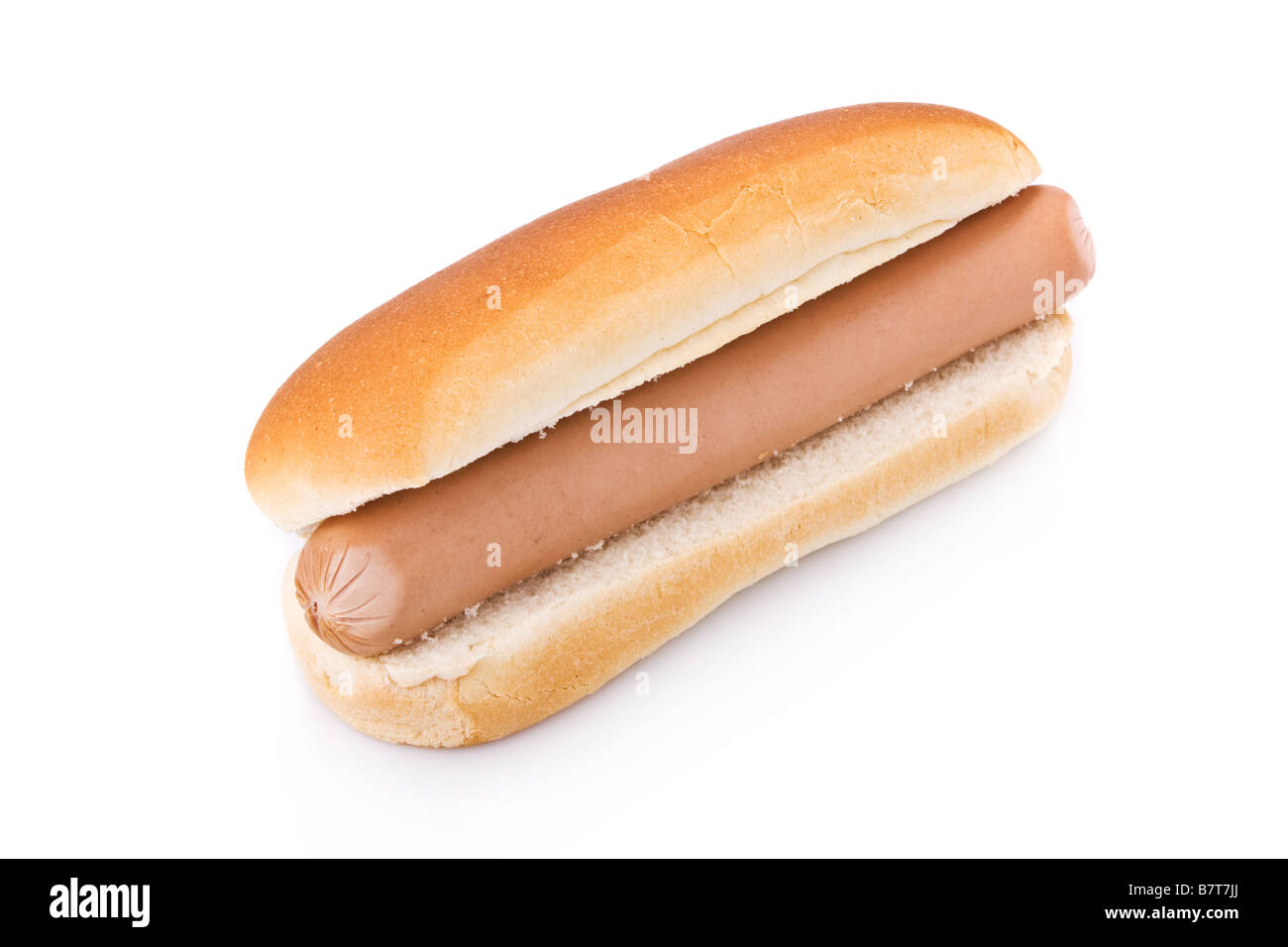 Simple Hotdog aislado sobre un fondo blanco. Foto de stock