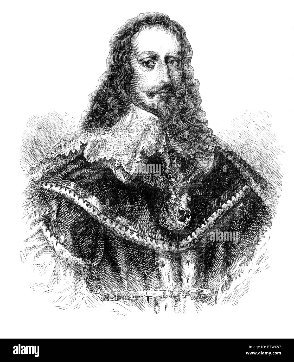 El rey Carlos I de Inglaterra retrato ilustración Foto de stock