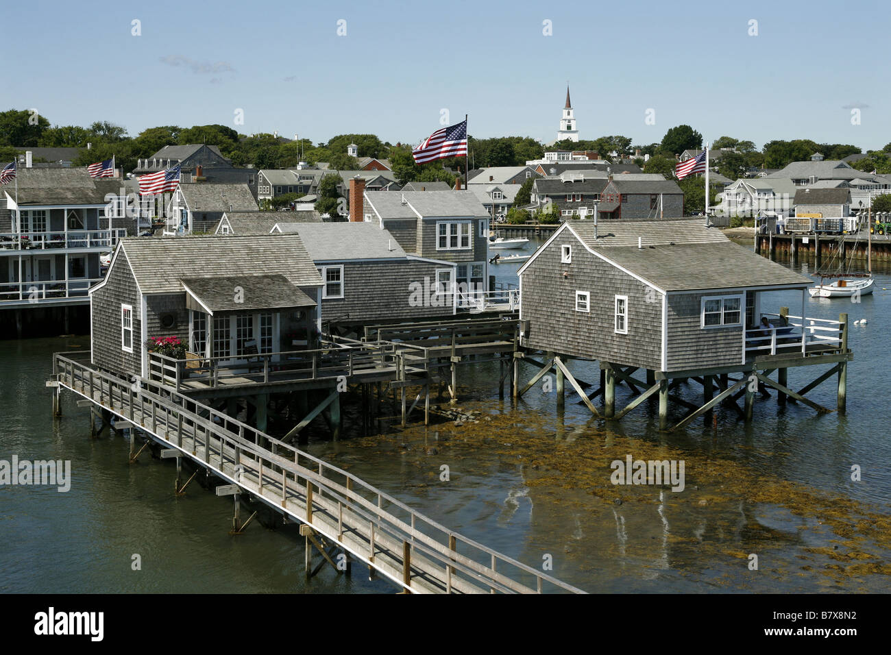 Muelle recto, Ciudad de Nantucket, Massachusetts, EE.UU. Foto de stock